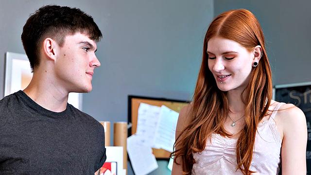 Super hot redhead Jane Rogers fucks in the classroom