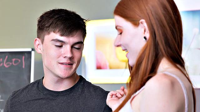 Super hot redhead Jane Rogers fucks in the classroom