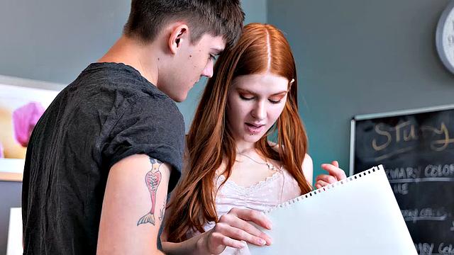 Super hot redhead Jane Rogers fucks in the classroom