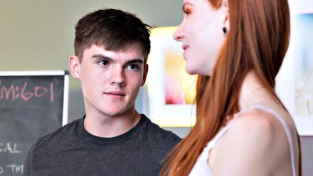 Super hot redhead Jane Rogers fucks in the classroom