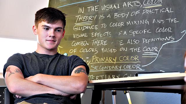 Super hot redhead Jane Rogers fucks in the classroom