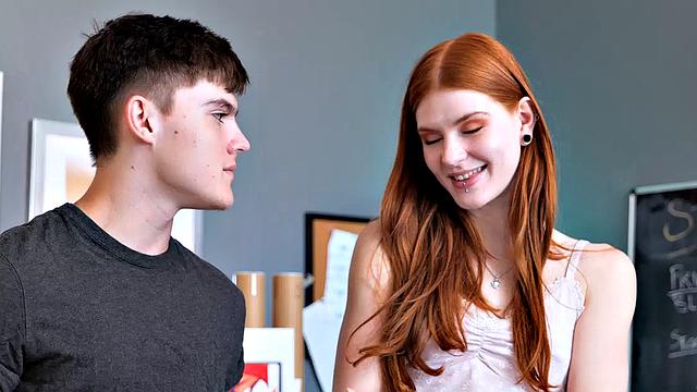 Super hot redhead Jane Rogers fucks in the classroom