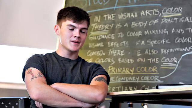 Super hot redhead Jane Rogers fucks in the classroom