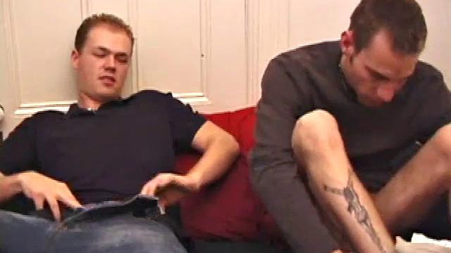 Baby-faced Brett identifies himself as straight, while Kent says he's bisexual. The two horny boys kick back to watch some straight porn. After Brett gets Kent pretty hard, Kent sucks Brett.