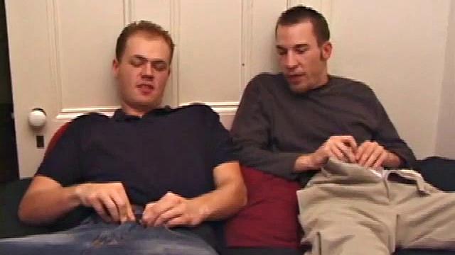 Baby-faced Brett identifies himself as straight, while Kent says he's bisexual. The two horny boys kick back to watch some straight porn. After Brett gets Kent pretty hard, Kent sucks Brett.