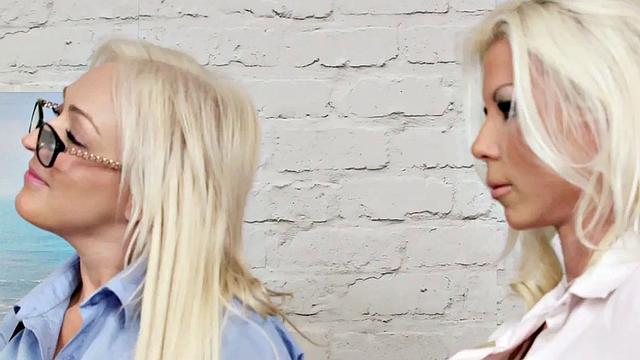 Glam cfnm dommes wank their sub in group