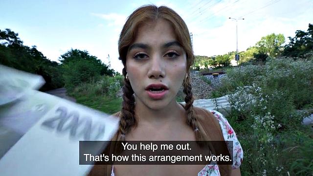 21yo Latina POV fucked outdoors for cash after casting