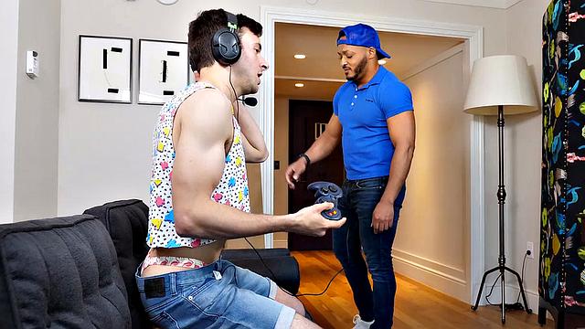 no cash, no food, but at least the dick is free - gamer finds out his joystick isn't the only thing getting a workout