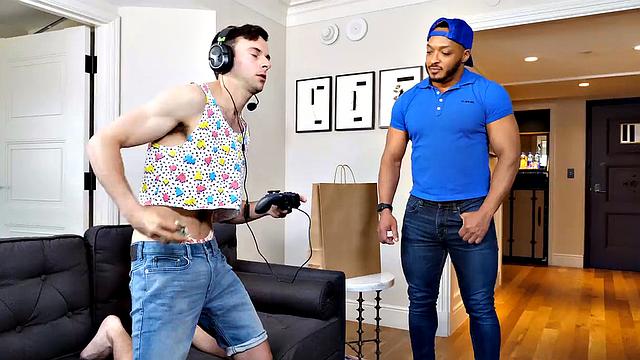 no cash, no food, but at least the dick is free - gamer finds out his joystick isn't the only thing getting a workout