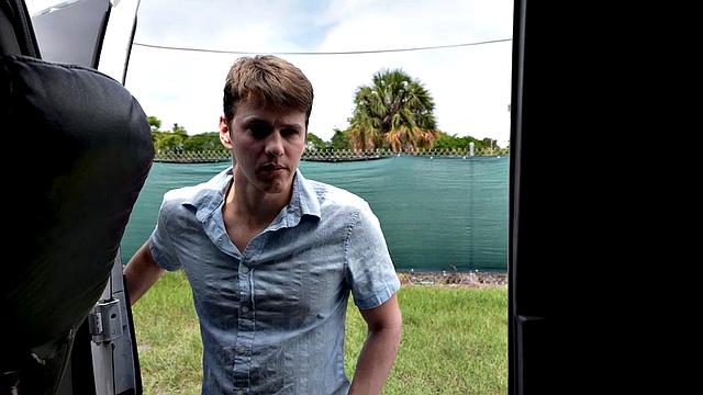 Real straight guy picked up to fuck in van till facial