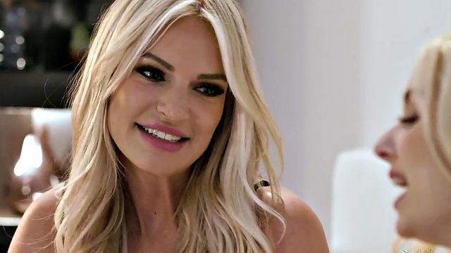 21yo les with pierced nipples licks MILF before scissoring