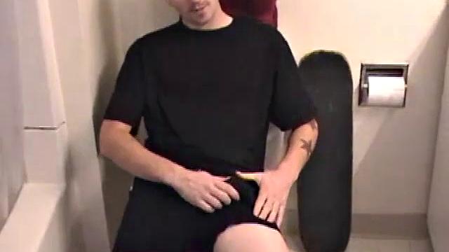 Dan grabs the lube and gets ready to beat off in the bathroom. After working up a stiff one, he strokes his cock with determination, until it squirts fresh warm cum all over his tummy and chest.