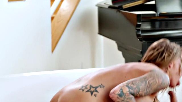 Anal loving inked babe deepthroats hard rod during intercourse