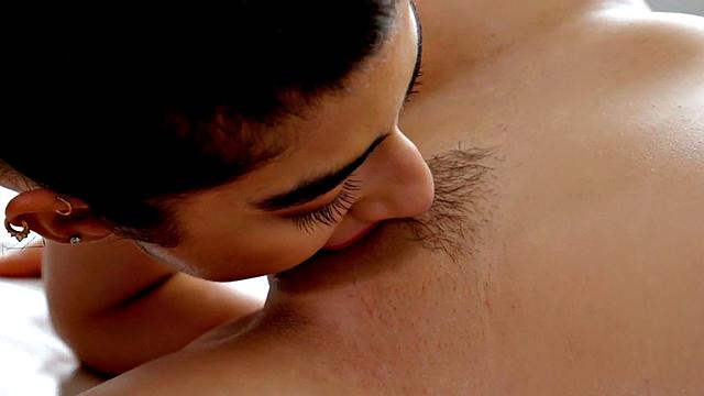 Busty WAM dyke licked by babe on erotic massage