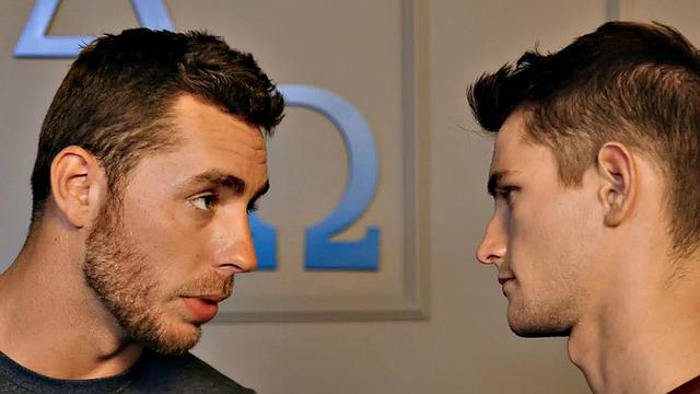 Inked dominant stud fucks twink after spanking