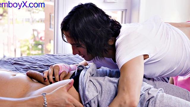 Creampied femboy with cockcage assfucked by BF