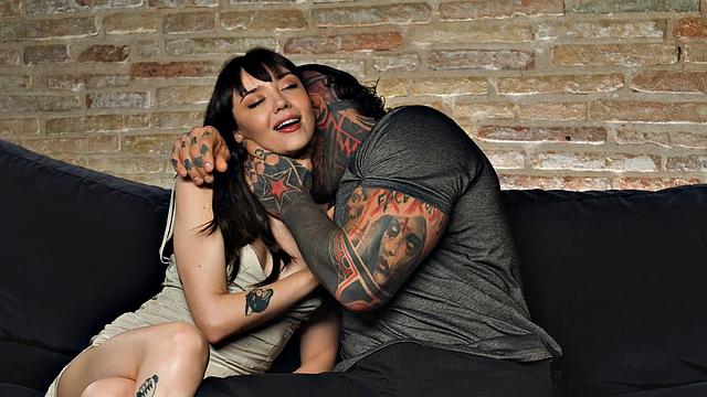 Rock-hard dark-haired ravaged by tattooed beau in hot, mischievous session of HD hump - XXX!