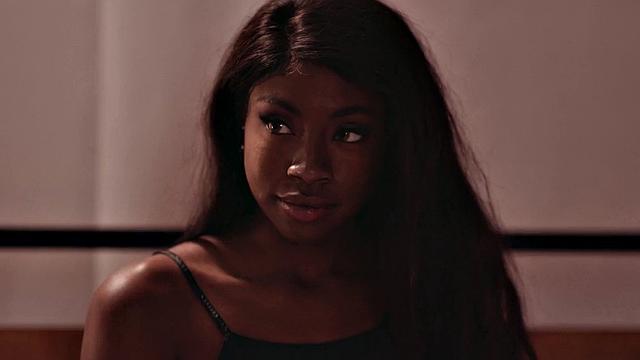 Horny ebony GF gets her bald pussy fingered & licked in sapphic lez sex