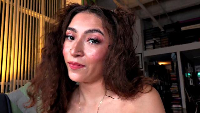 POV amateur gives her best with throating cock