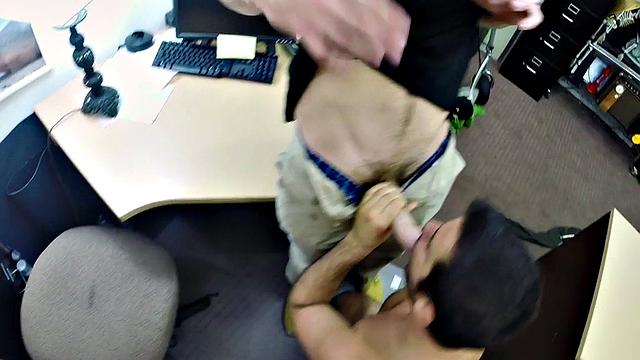 BJ gaypawn amateur rides cock in office till facial