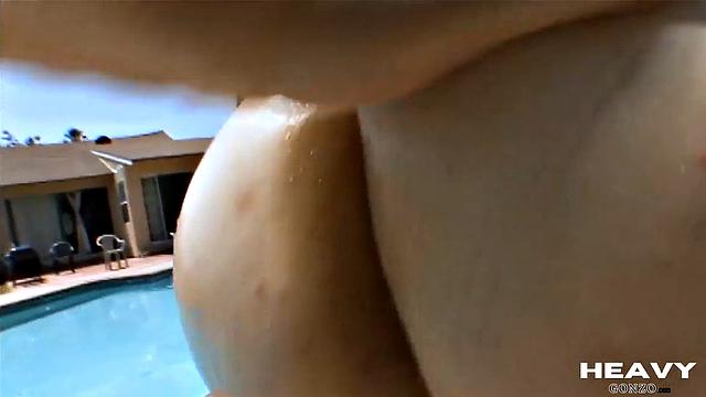 Real outdoor with plumper BBW