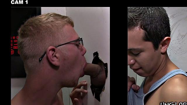 Gloryhole amateur cocksucked by spex gay