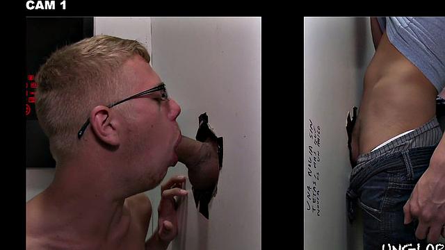 Gloryhole amateur cocksucked by spex gay