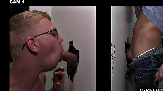 Gloryhole amateur cocksucked by spex gay