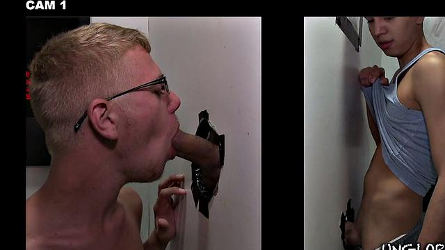 Gloryhole amateur cocksucked by spex gay