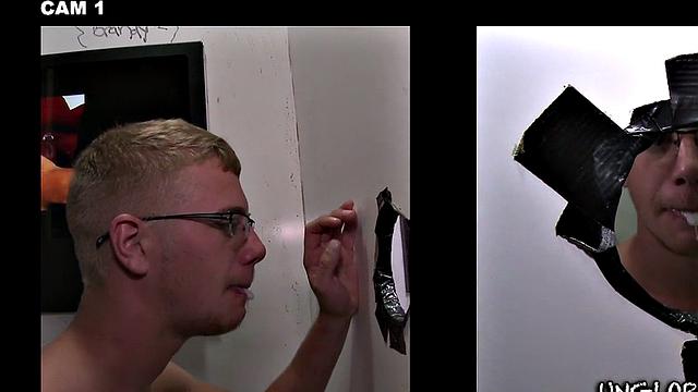 Gloryhole amateur cocksucked by spex gay