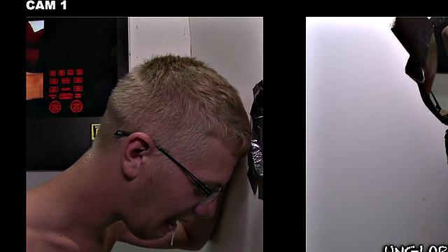 Gloryhole amateur cocksucked by spex gay