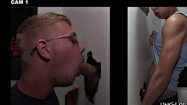 Gloryhole amateur cocksucked by spex gay