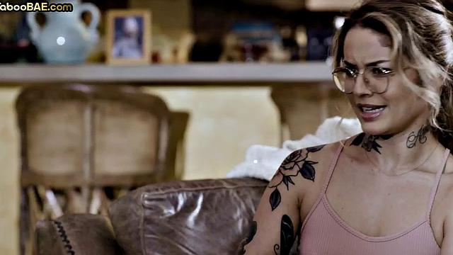 Inked 21yo babe bounces on lover's cock