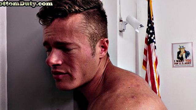 Military muscled bottom fucked on duty in dorm