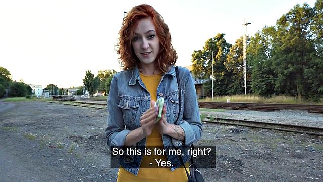 Picked up ginger doggystyled by stranger outdoor