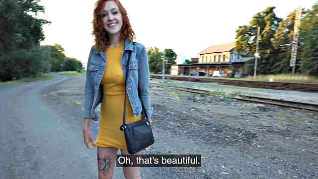 Picked up ginger doggystyled by stranger outdoor