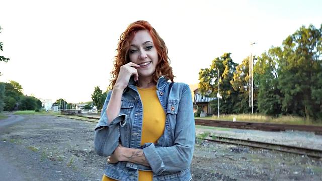 Picked up ginger doggystyled by stranger outdoor