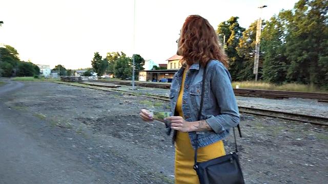 Picked up ginger doggystyled by stranger outdoor