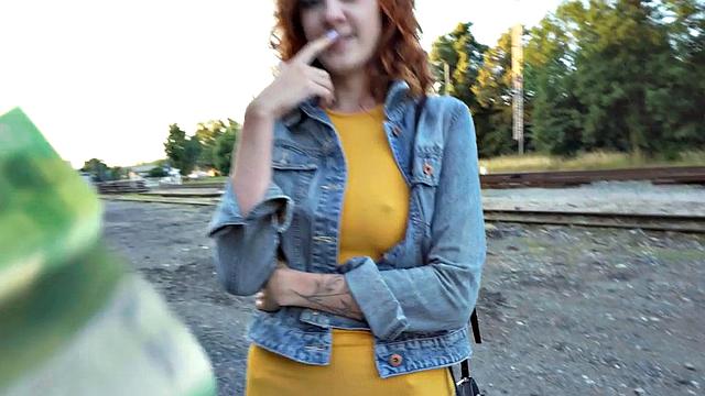 Picked up ginger doggystyled by stranger outdoor