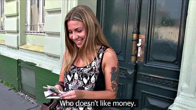 Broke blonde whore Broke Blondie fucks stranger for cash in POV doggystyle action