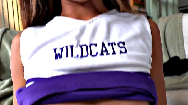 Petite Asian 21yo cheerleader jerks dick and talks dirty