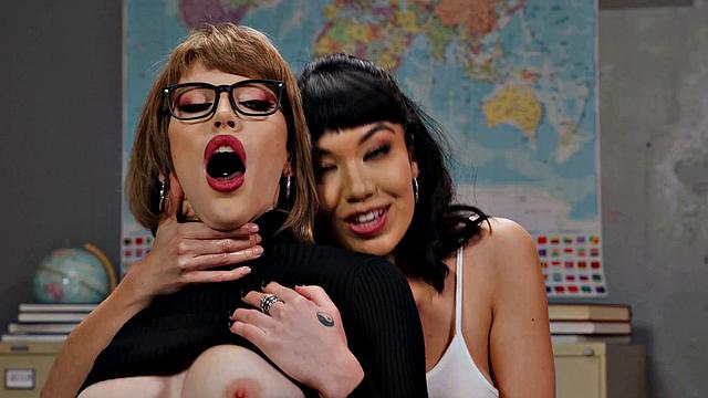 ADULT TIME - Naughty Night Class! PAWG Leana Lovings Double Teamed By Izzy Wilde And Puck