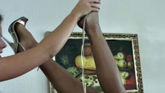 Nasty locking of silk stockings and pantyhose