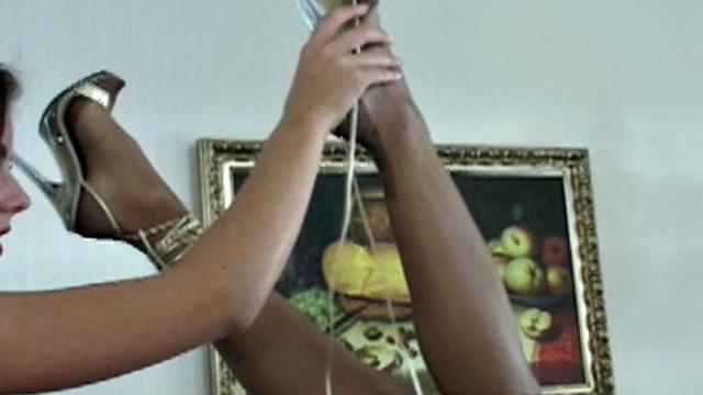 Nasty locking of silk stockings and pantyhose