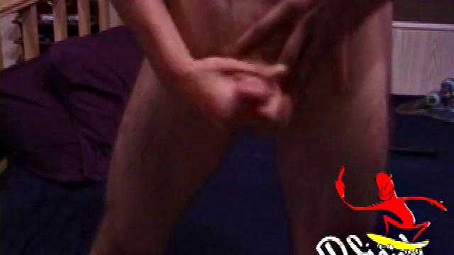 Skater boy Jonathan Priest comes home from a day of hard skateboarding to kick back and enjoy some porn. He slips out of his clothes to reveal pierced nipples, nice hairy legs and big balls lying underneath a long hard cock.