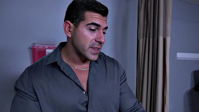 Hospital hunk barebacking bound bottom after tugging