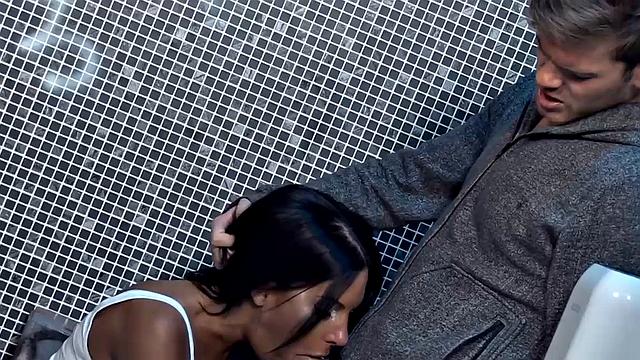 Brit Slag Elicia Banged in Public Bathroom