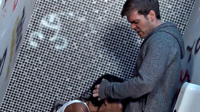 Brit Slag Elicia Banged in Public Bathroom