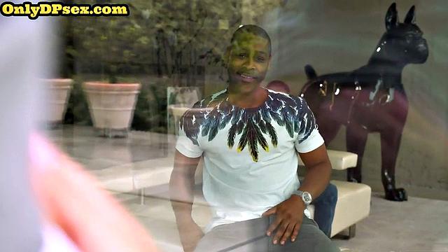 Big-titted slut double penetrated in three-way