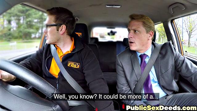 Busty tattooed cougar fucked in car